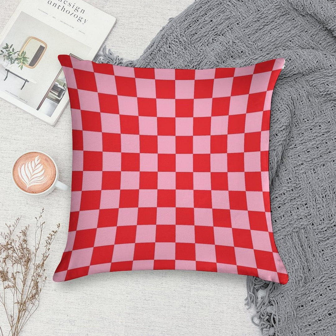 Checkered Pink And Red Soft Home Decor Throw Pillow