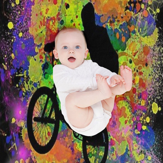 Extreme Sports BMX Bike Coloured Splash Illustration Shrink-resistant Throw Blanket