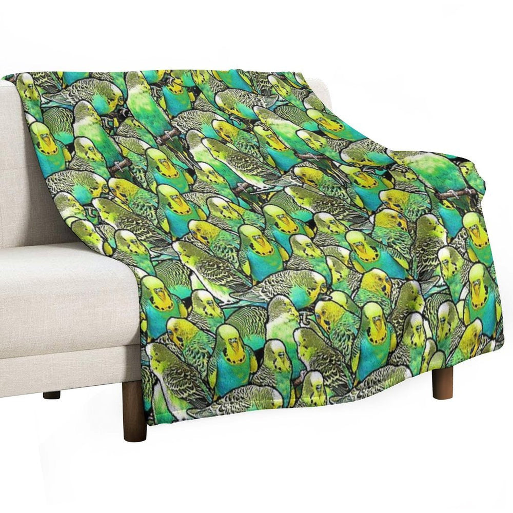 Budgie Pattern Travel-friendly Throw Blanket