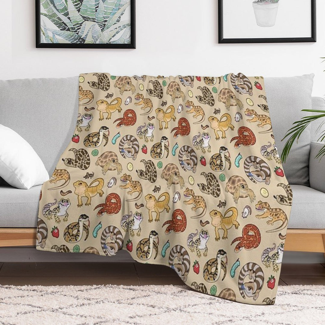 Reptile Pets Pattern - Sand Versatility Throw Blanket