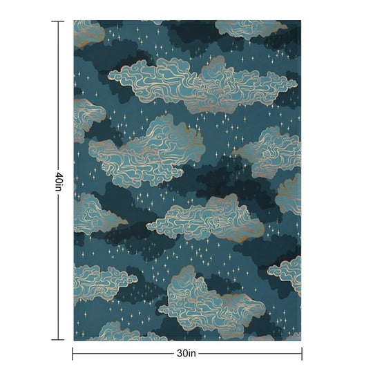 Clouds And Stars {Golden And Blue} Comfort Throw Blanket