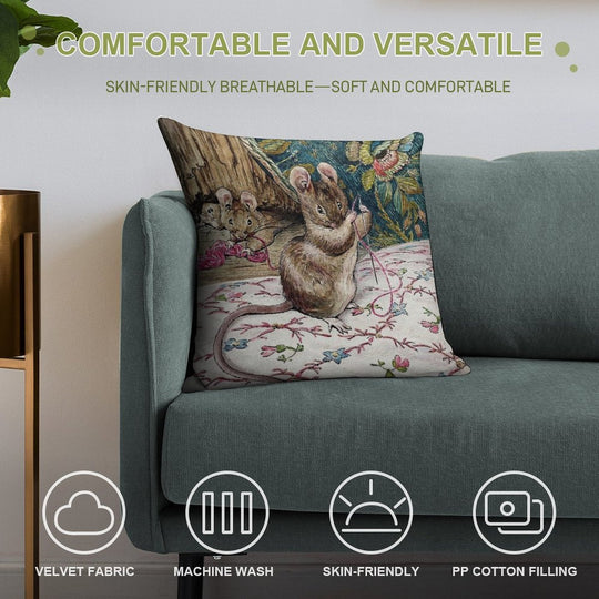 The Mice Go to Work - The Tailor of Gloucester - Beatrix Potter Soft Gift Ready Throw Pillow