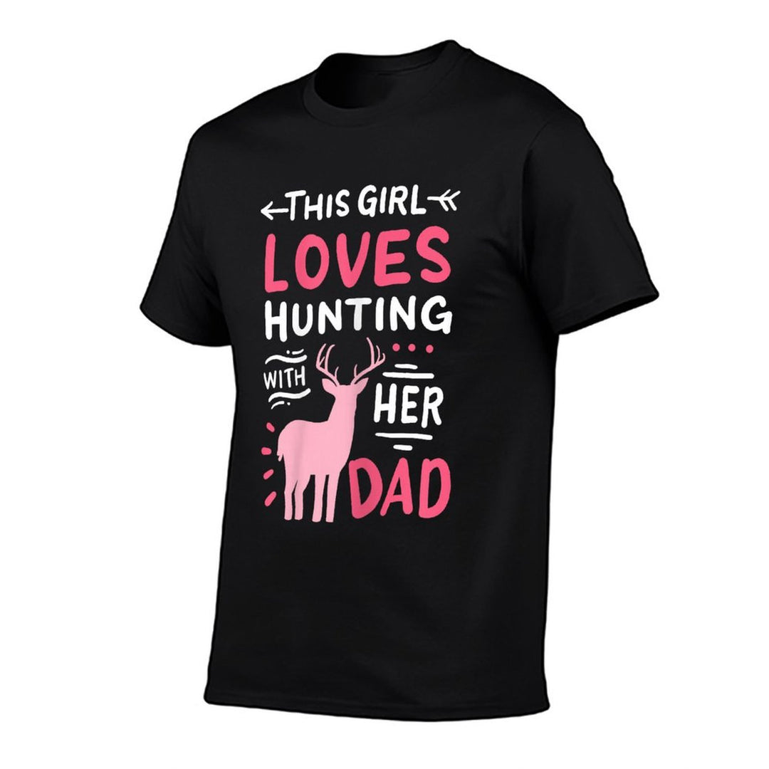 Hunting Girl With Her Dad Fathers Day  Rolled Sleeves T-Shirt