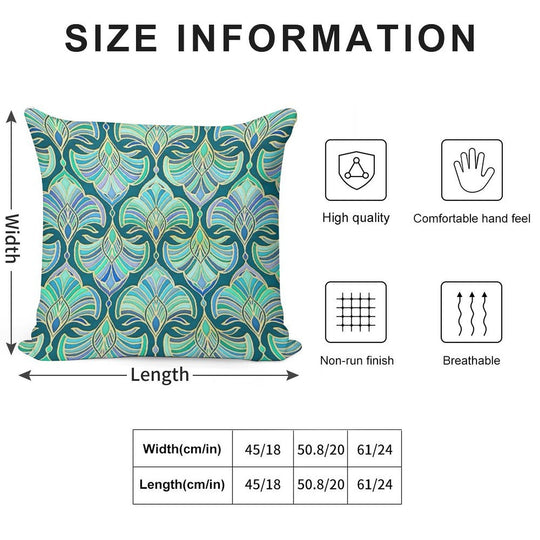 Dark Teal, Emerald And Blue Art Deco Fans Soft Warmth Comfort Throw Pillow