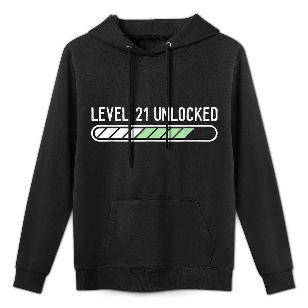 Funny 21st Birthday Level 21 Unlocked Gaming Unisex Design Hoodie