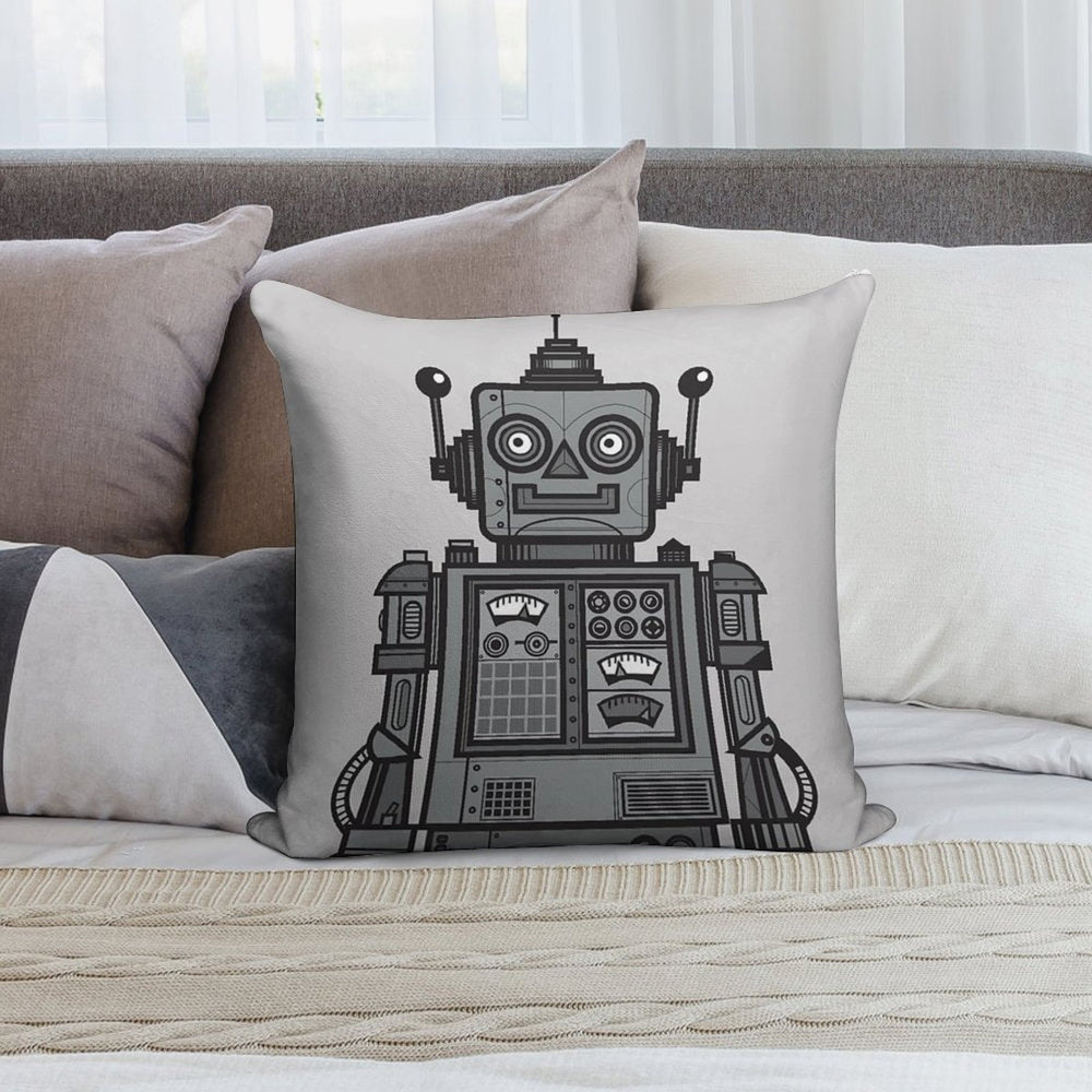 Vintage Robot Soft High-Density Material Throw Pillow