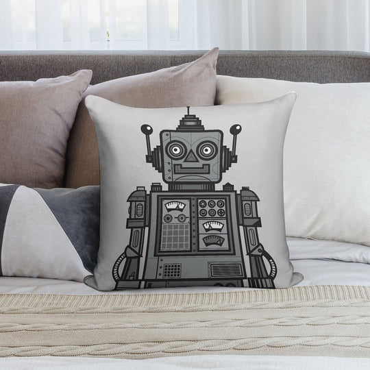 Vintage Robot Soft High-Density Material Throw Pillow