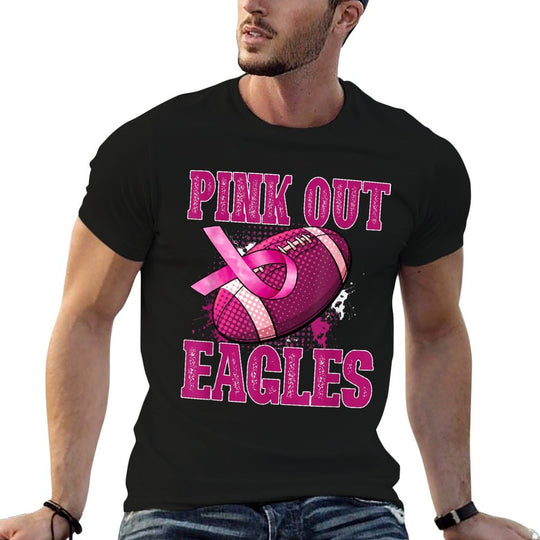 Eagles Pink Out Football Tackle Breast Cancer  Relaxed-fit T-Shirt