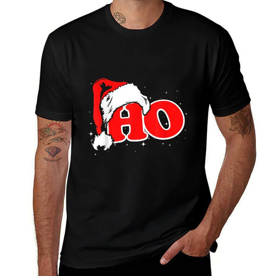 Funny, Retro, Ho, Christmas, Santa Where My Hos At, Group  Ribbed Collar T-Shirt