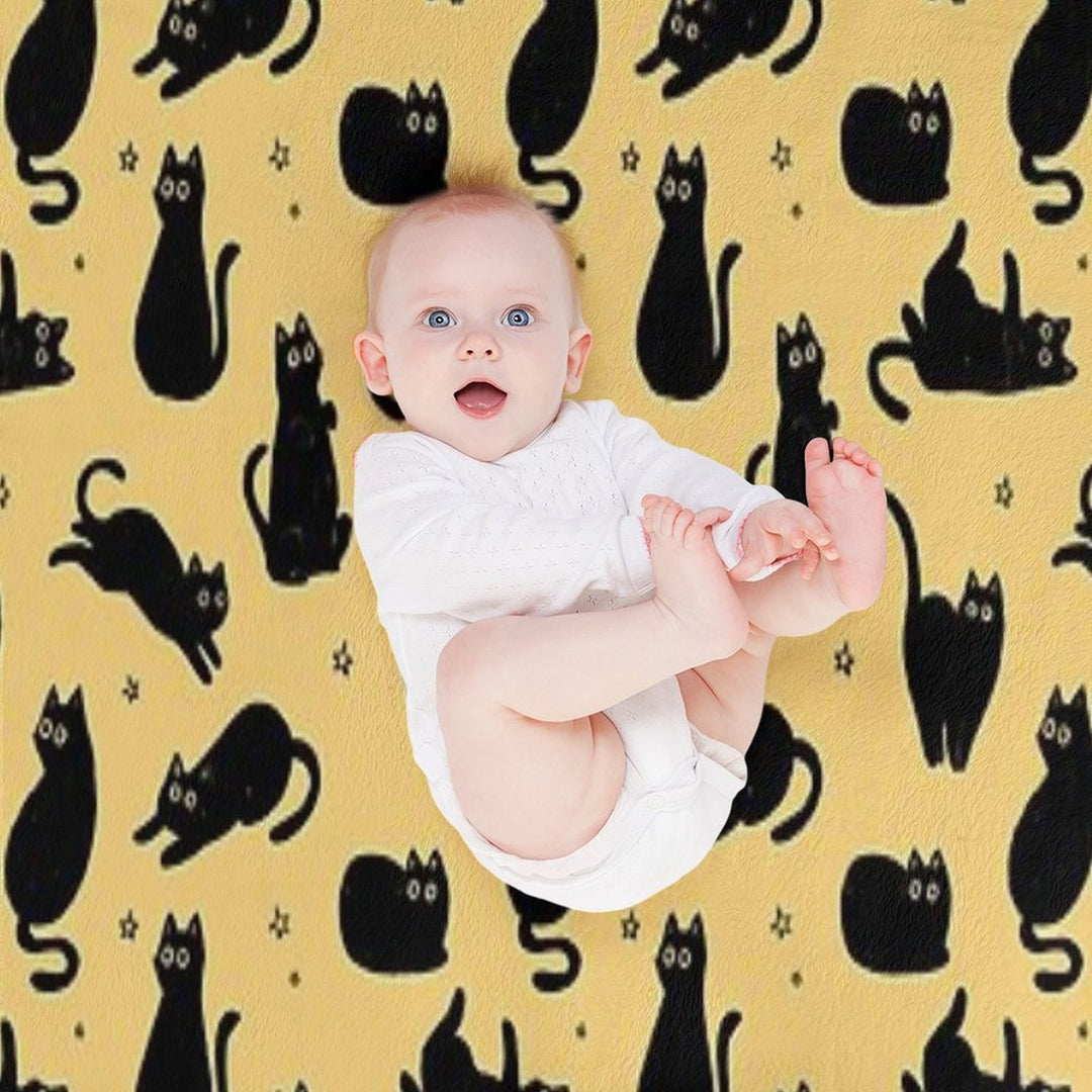 Black Cat Pattern Easy Care Throw Blanket