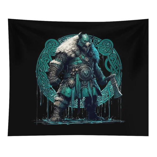 Viking Warrior Bear Knotwork Tapestry