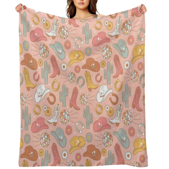 Disco Cowgirl Easy Care Throw Blanket