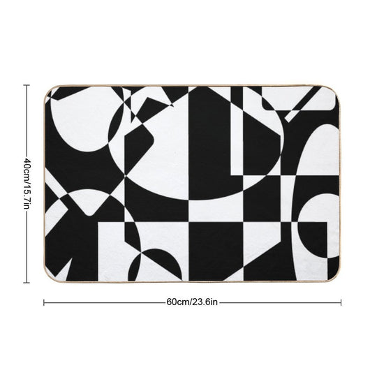 Mid Century Modern Abstract Geometric Shapes - Black White  Versatile Bath Mat