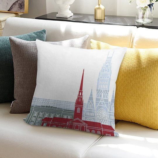 Harvard Skyline Poster Soft Style Accent Throw Pillow