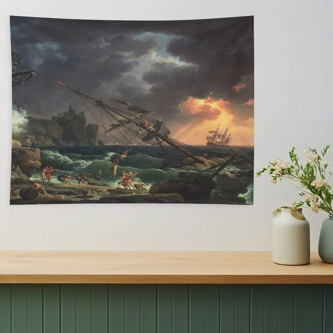 The Shipwreck  Claude-Joseph Vernet  1772 Ocean Storm Marine Ship Art Tapestry