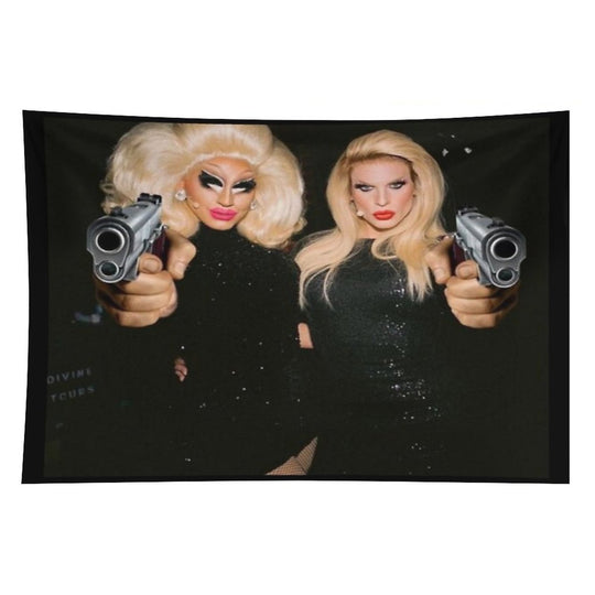 Trixie & Katya - Behind The Scenes - Dangerous Woman Meme Tapestry