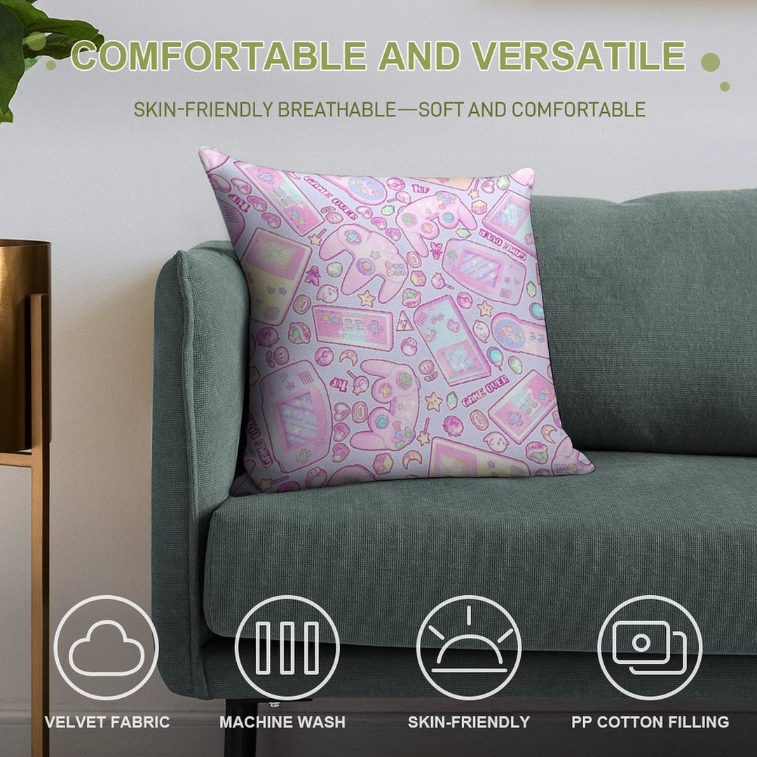 Game Over! Soft Durable Construction Throw Pillow