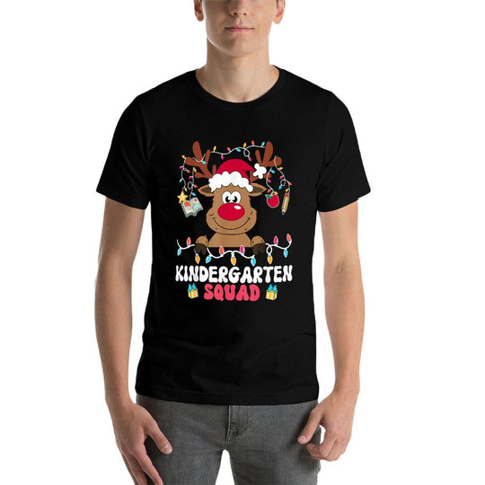 Kindergarten Squad Reindeer Christmas Teacher Xmas  Tagless Design T-Shirt