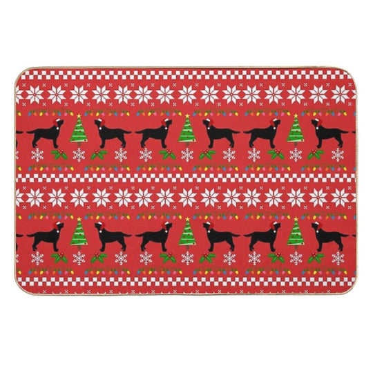 Black Labrador Happy Christmas Sweater Pattern  Pet-Safe Bath Mat