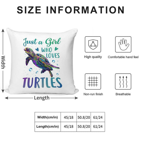 Just A Girl Who Loves Turtles Watercolor Sea Ocean Gift Soft Fade-Resistant Throw Pillow