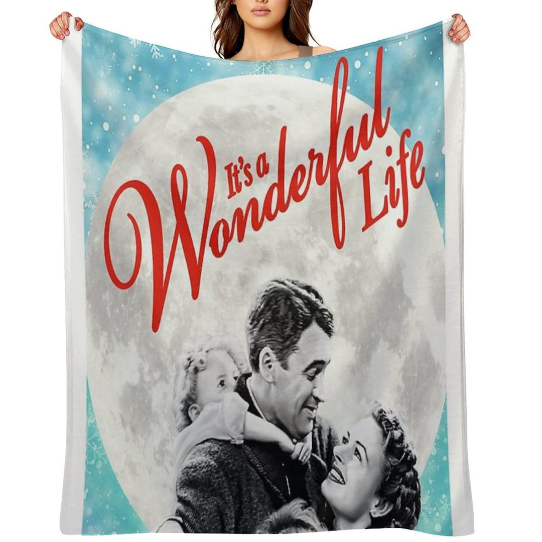 Its A Wonderful Life Vintage Christmas Classic Easy Care Throw Blanket
