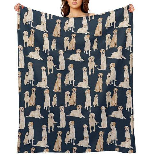 Yellow Labs Navy Machine-washable Throw Blanket