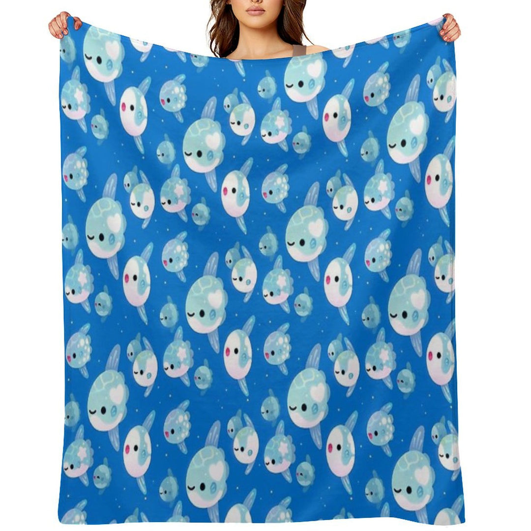 Swimming Sunfish Wrinkle-free Throw Blanket