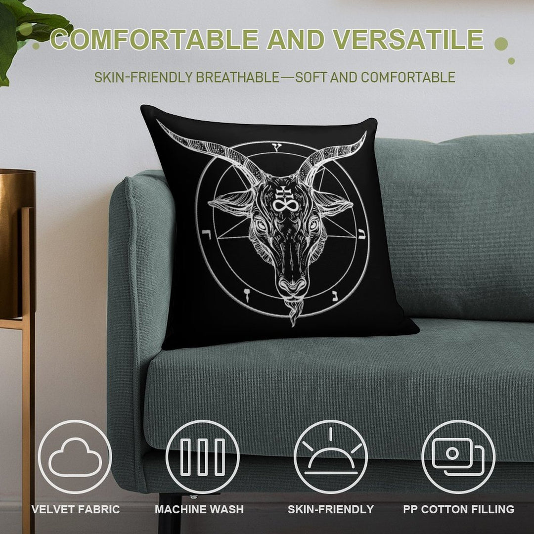 Baphomet Goat Head with Pentagram Occult Symbolism Or Satanist Symbols Soft Easy Maintenance Throw Pillow