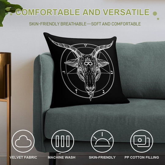 Baphomet Goat Head with Pentagram Occult Symbolism Or Satanist Symbols Soft Easy Maintenance Throw Pillow