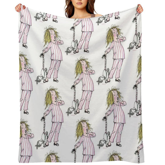 Yawning Eloise in Her Pajamas Sustainable Throw Blanket