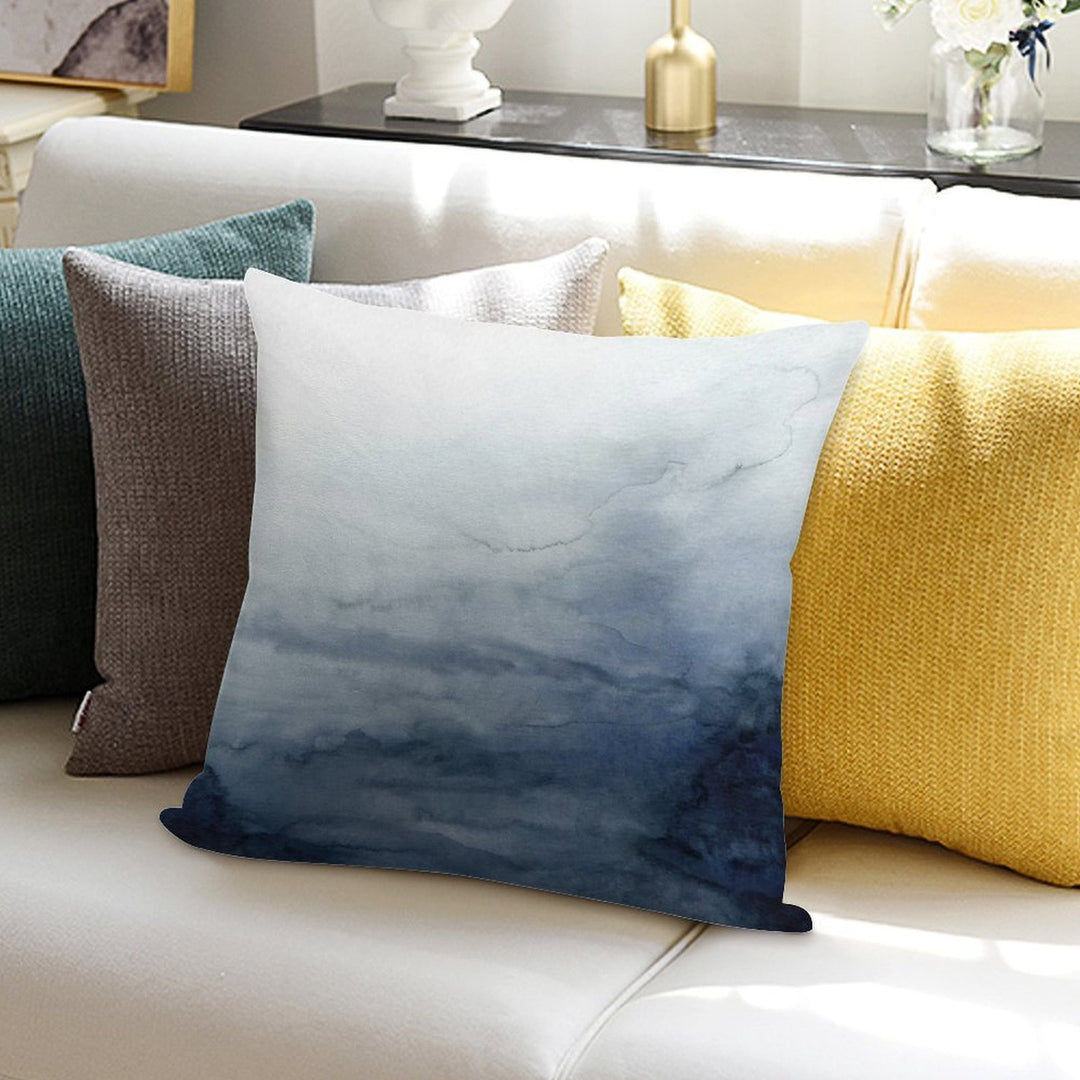 Indigo Abstract Painting  No.2 Soft Short Plush Fabric Throw Pillow