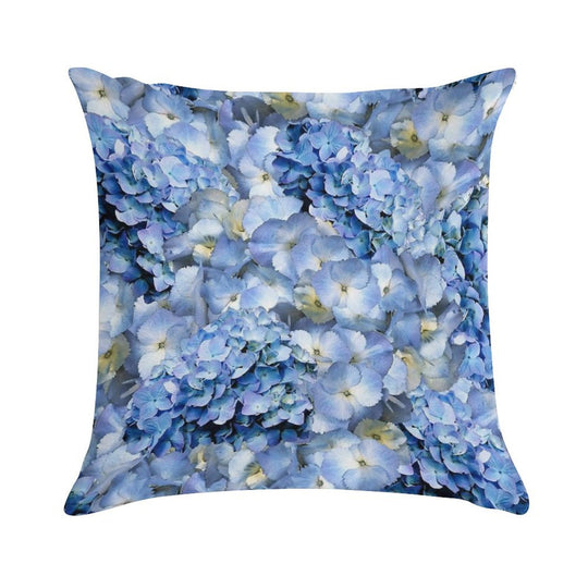Blue Hydrangea - Floral Art Soft Reinforced Edging Throw Pillow
