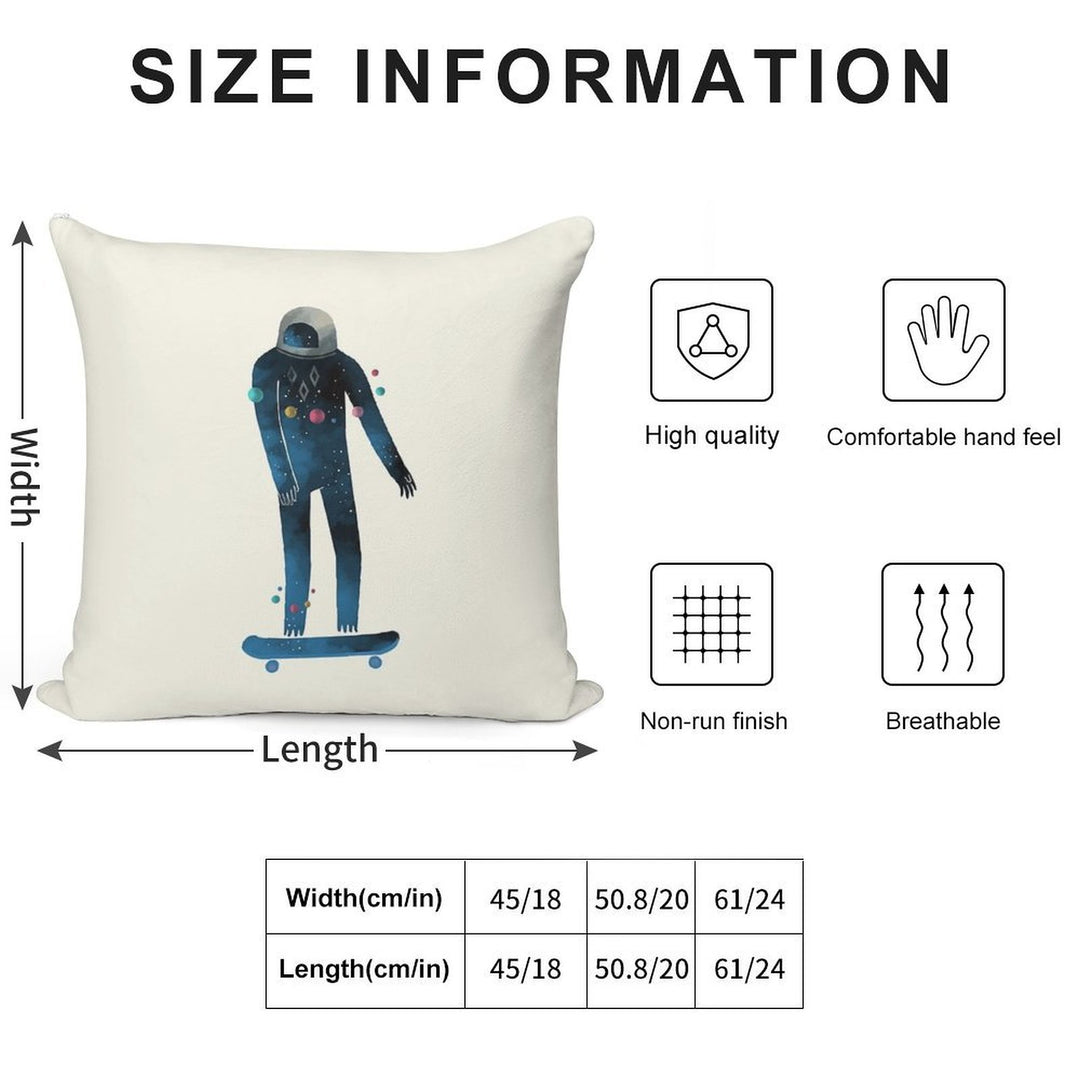 SkateSpace Soft Hidden Zipper Throw Pillow