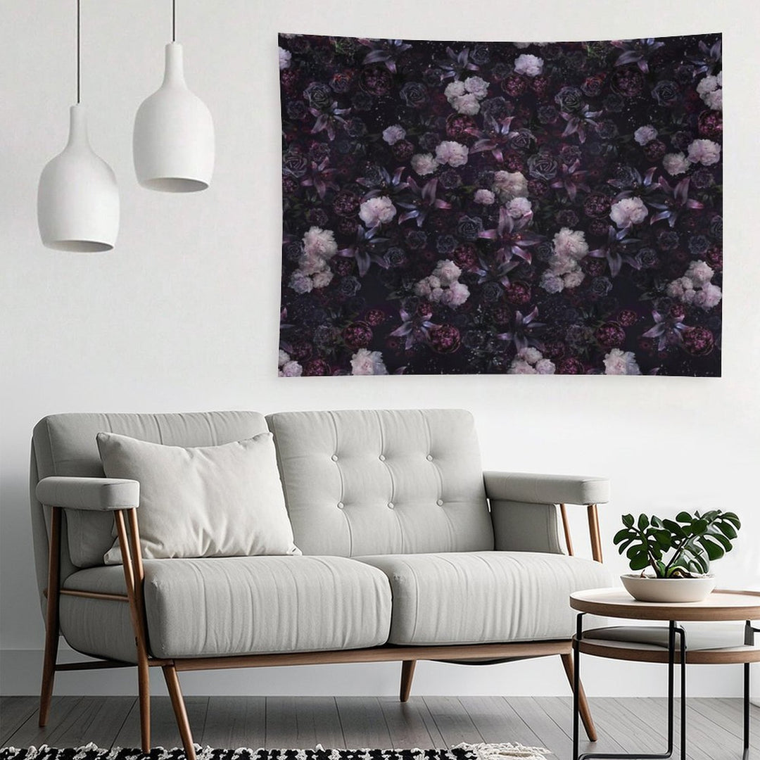 Midsummer Nights Dream #Dark Floral #Midnight #Black #Rose #Night Tapestry