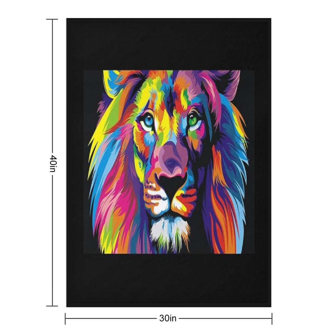 Banksy Rainbow Lion Graffiti Pop Art Painting Gift-ready Throw Blanket
