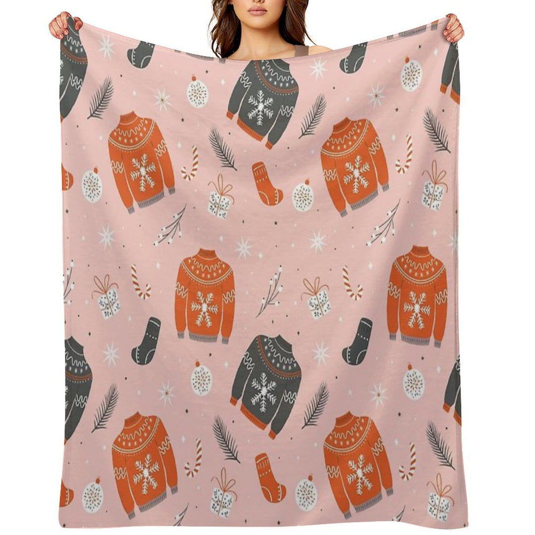 Christmas Sweater Pattern Pink Anti-pilling Throw Blanket