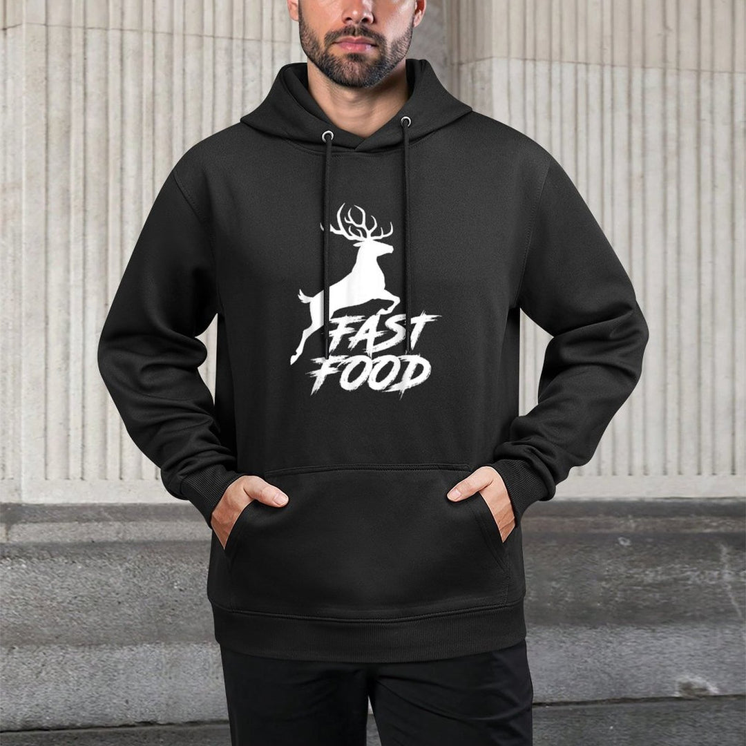 Deer Fast Food Hunting Gift Idea Fast Food Funny Hunter Deer Breathable Fabric Hoodie