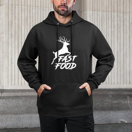 Deer Fast Food Hunting Gift Idea Fast Food Funny Hunter Deer Breathable Fabric Hoodie