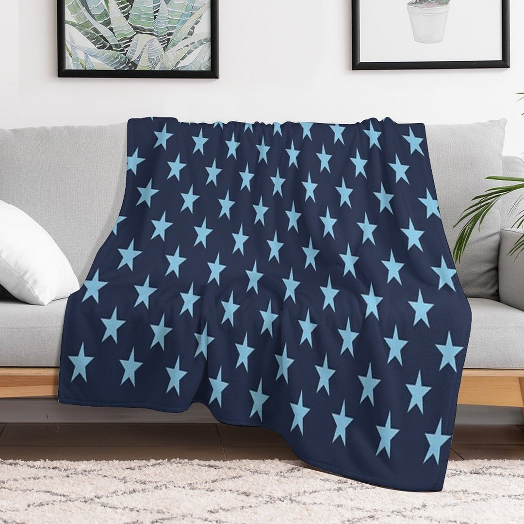 Small BABY BLUE And NAVY BLUE STARS Easy Care Throw Blanket