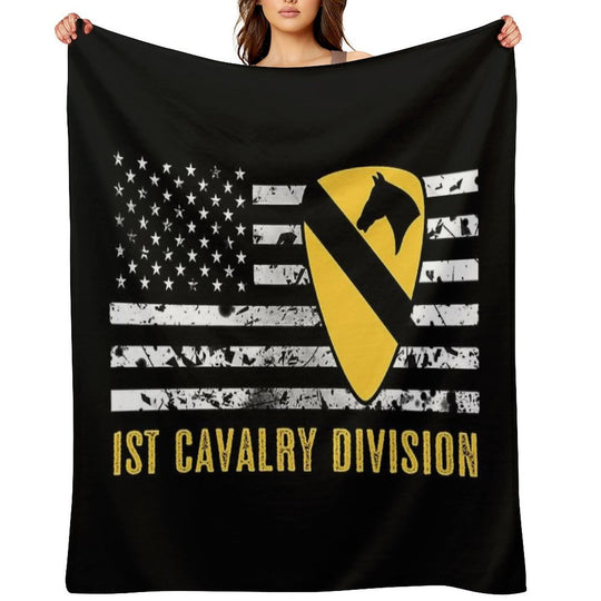 1st Cavalry Division (Distressed Flag) Velvety-soft Throw Blanket