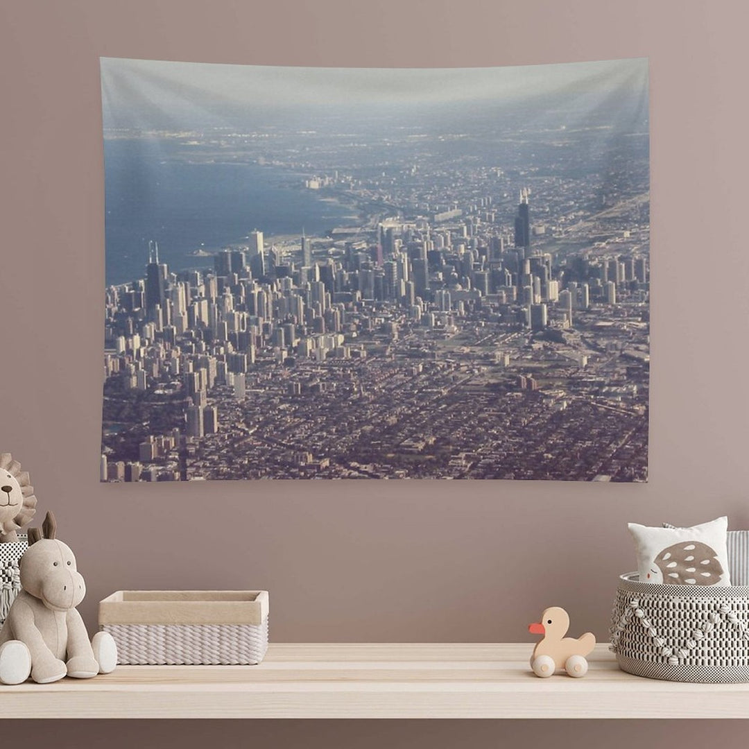 Chicago from The Air Color Photo Tapestry