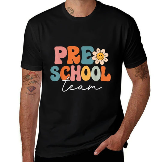 Preschool Team Retro Groovy Vintage Back To School Pre-K  Vintage-inspired T-Shirt