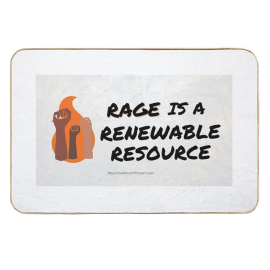 Rage Is A Renewable Resource – Flame And Fists Logo – Light Background Horizontal  Anti-Trip Bath Mat