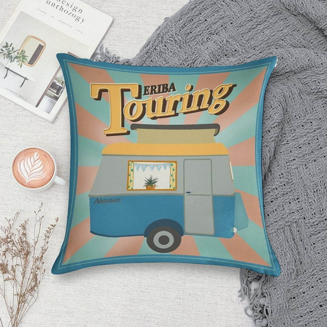 Vintage Touring Caravan Adventure Soft Warmth Comfort Throw Pillow