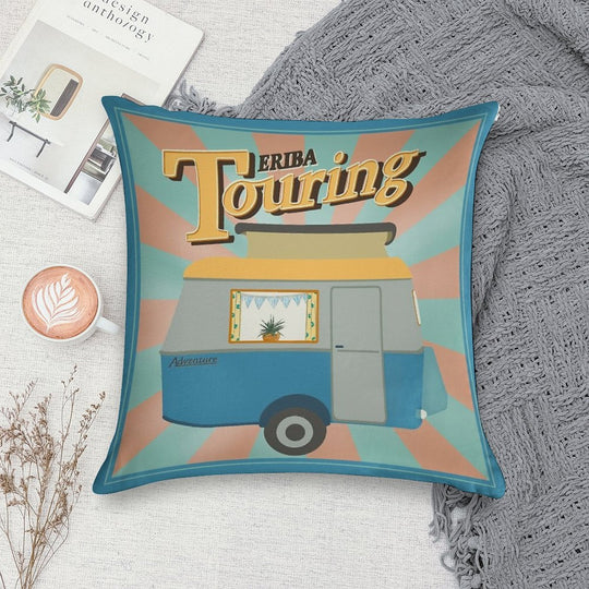 Vintage Touring Caravan Adventure Soft Warmth Comfort Throw Pillow