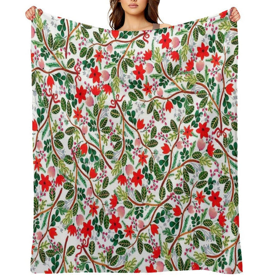 Christmas Floral Pattern Anti-pilling Throw Blanket