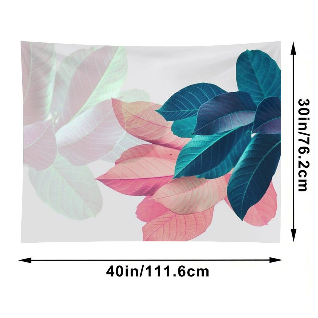Blue Pink Plant Leaf Tapestry