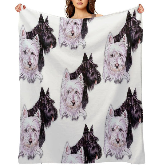 Scotty And Westie Gallimaufry Plush Throw Blanket