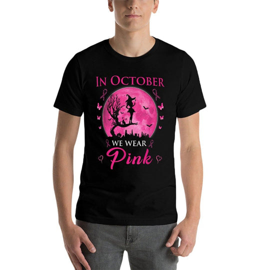 In October We Wear Pink Halloween Witch Breast Cancer  Moisture-wicking T-Shirt