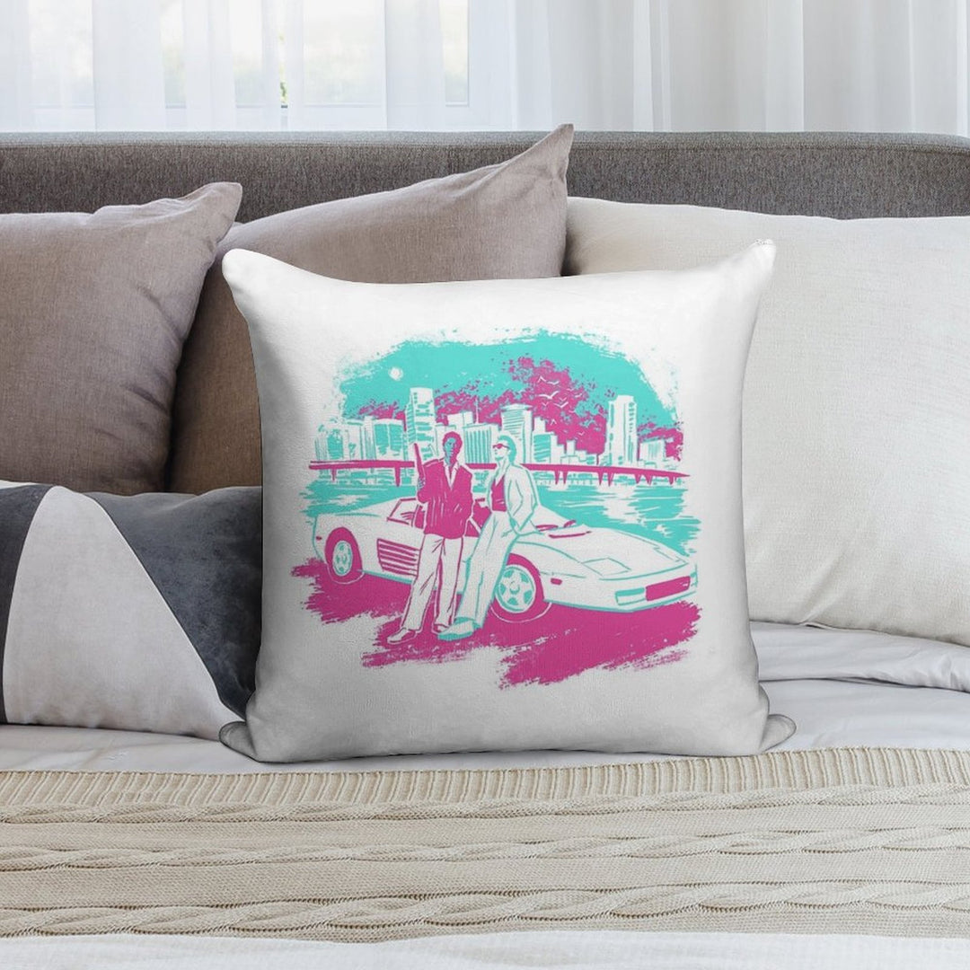 Miami Vice Sunset Soft Decorative Cover Throw Pillow